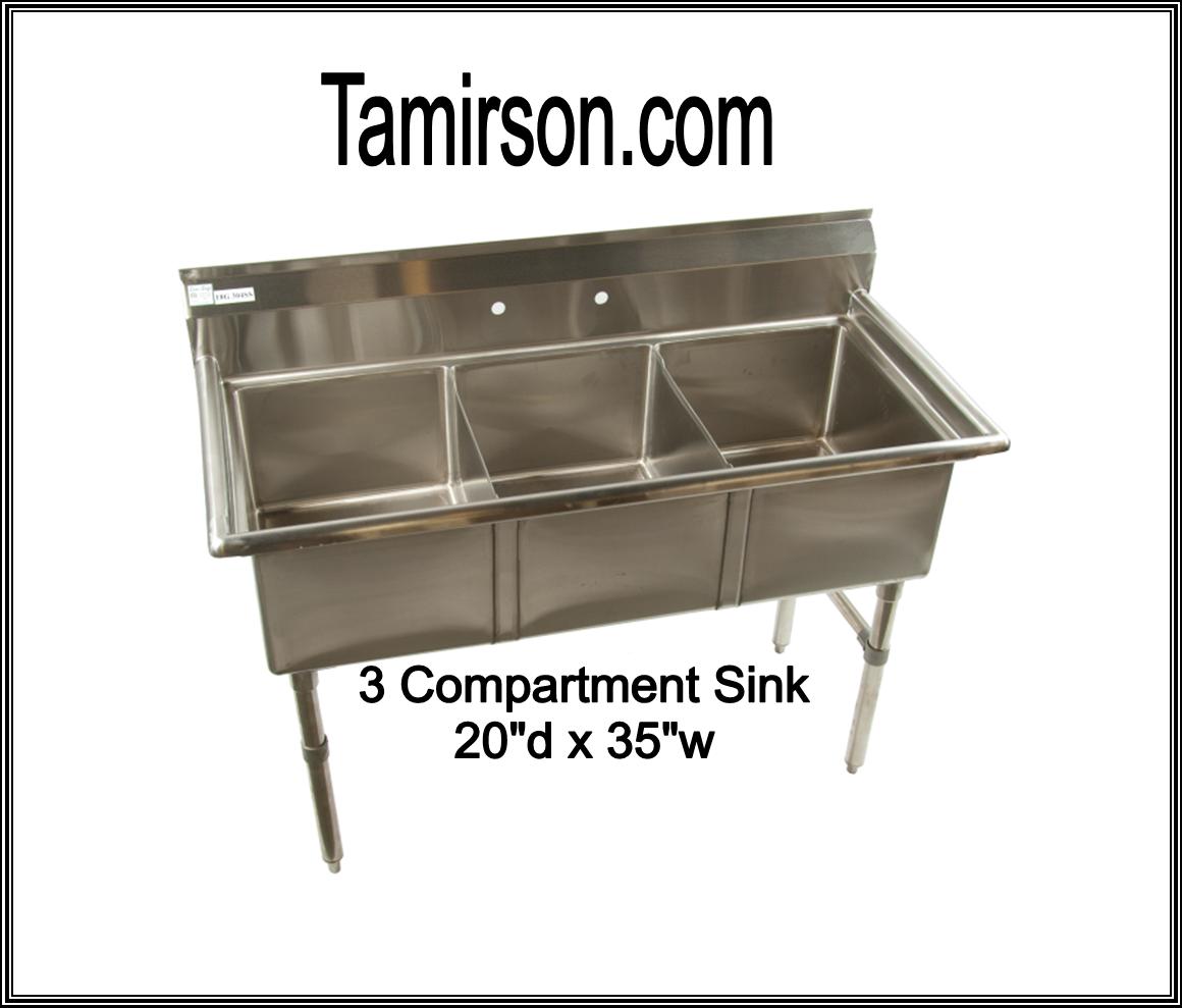 3 Compartment Sink 35 Inches Tamirson Restaurant